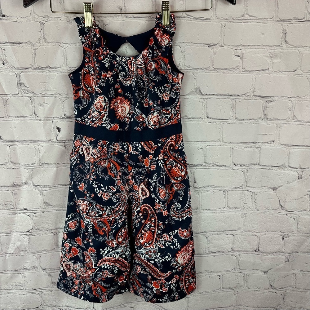 Janie and Jack Floral paisley Navy sleeveless romper sz 18-24M